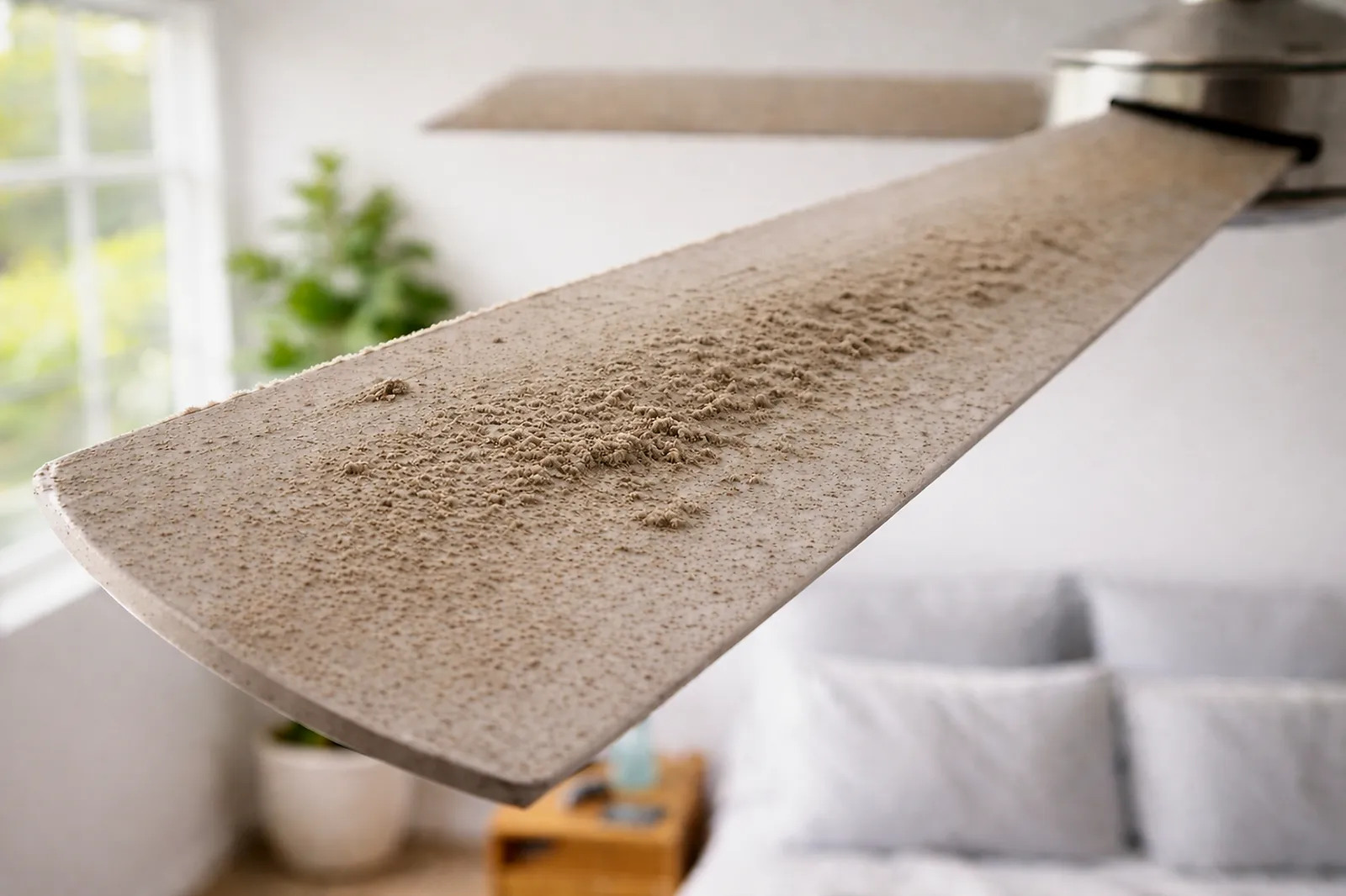 Window area before treatment — visible mould growth on walls and ceiling